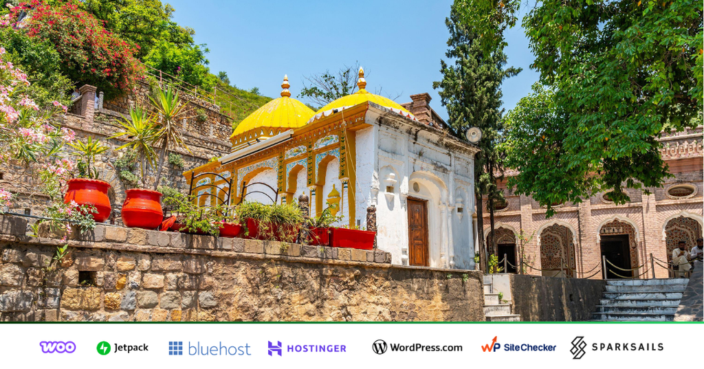 Stone terraces and domed heritage building at Saidpur Village below the Margalla Hills